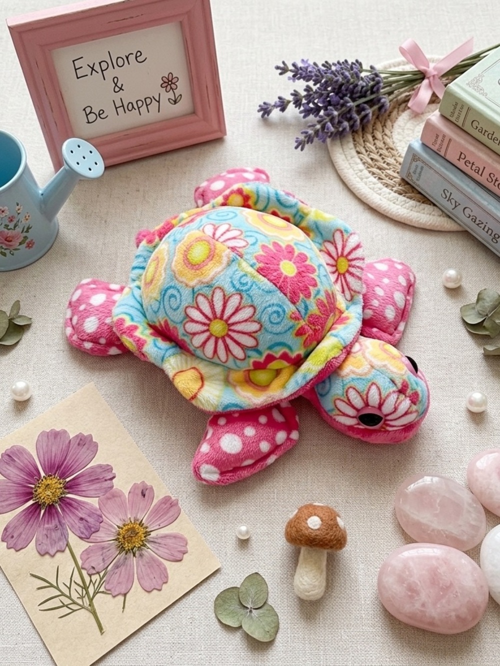 Genevieve Sea Turtle Pink Floral Stuffed Animal By Douglas  Cuddle Toy Plush 12”